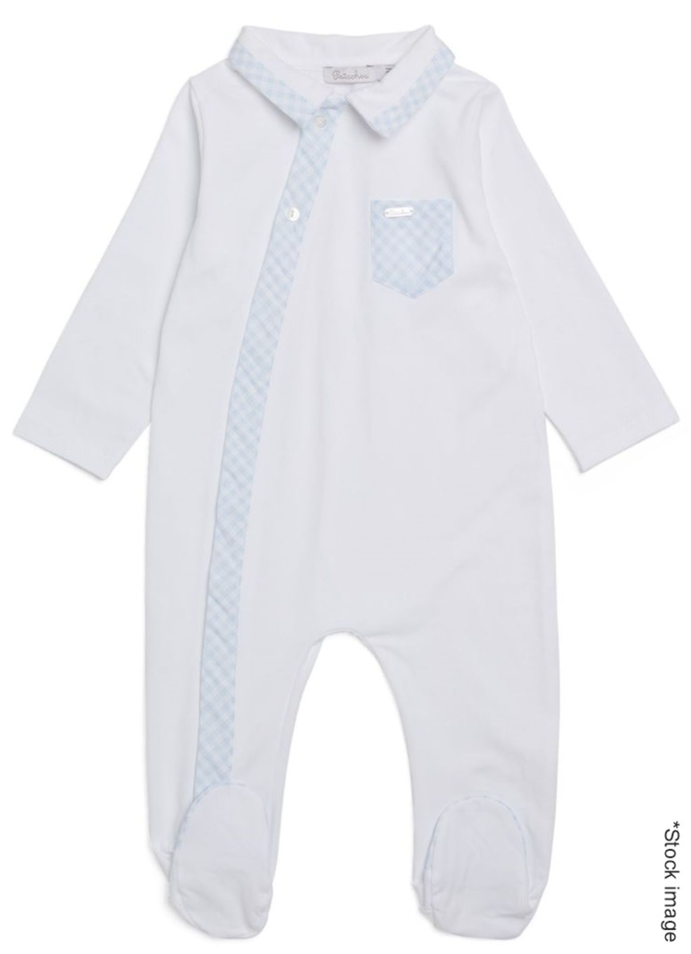 1 x PATACHOU Blue Check Babygrow, 18 Months - Original Price £54.95 *Read Condition Report*