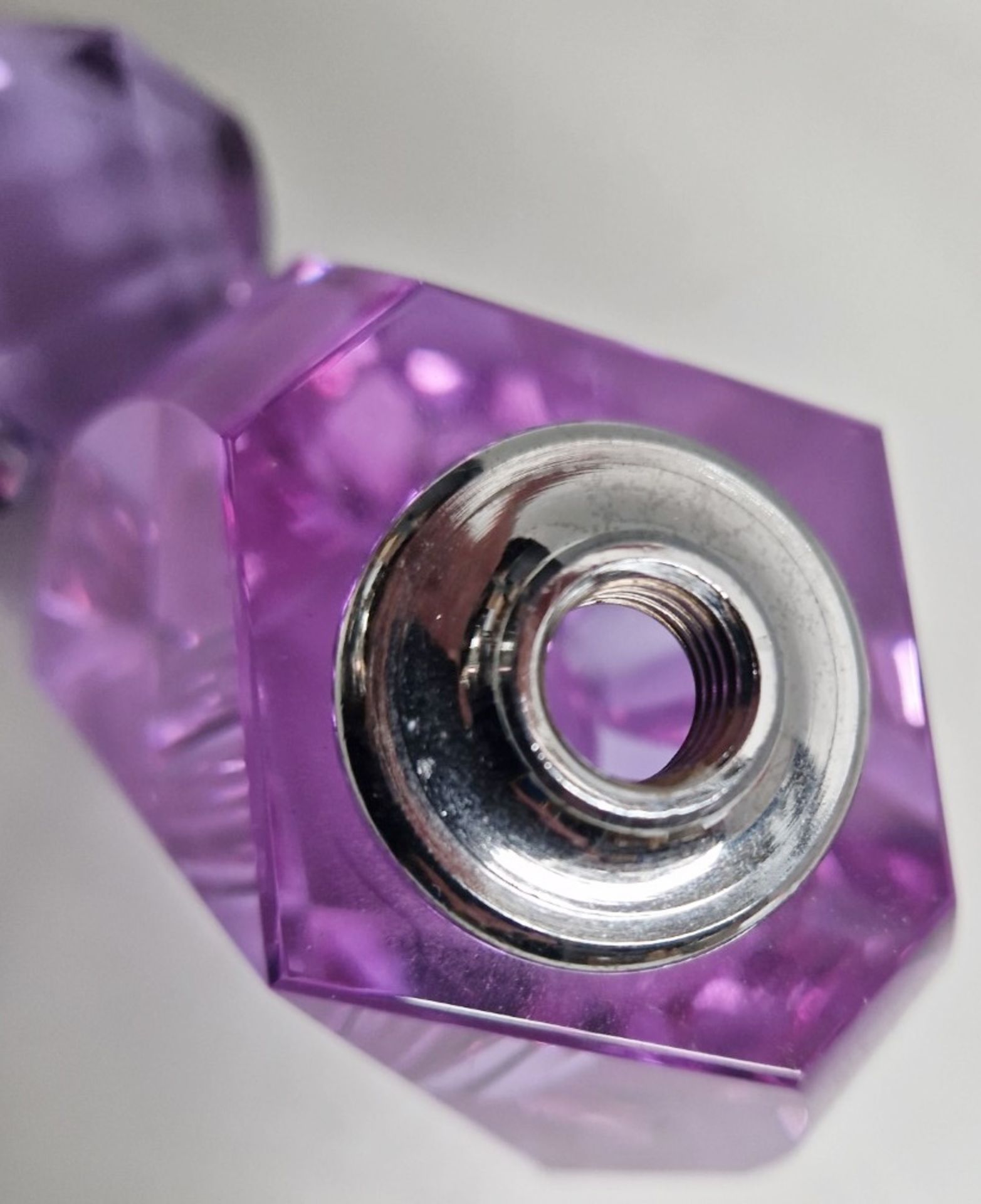 1 x Beautiful Purple Crystal Glass Perfume Bottle With Dauber And Threaded Stopper - Image 2 of 6