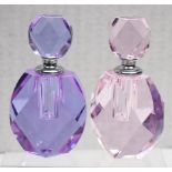 2 x Vintage-Style Cut Glass Perfume Bottles In Purple / Pink