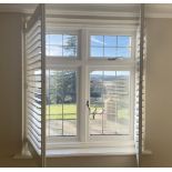 1 x Hardwood Timber Double Glazed Window Frames fitted with Shutter Blinds, In White - Ref: PAN105