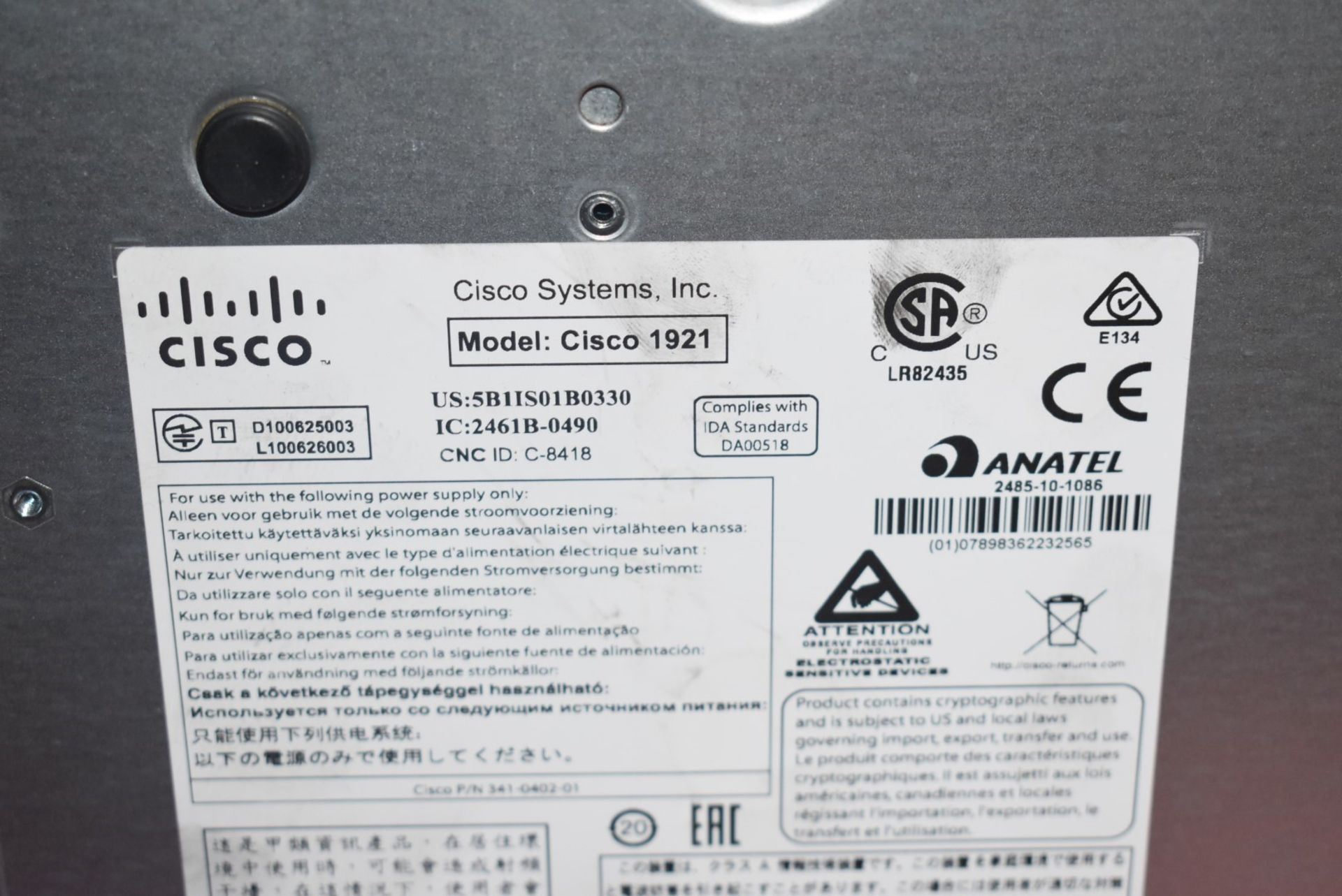 1 x Cisco 1921 Series Integrated Services Router - Image 3 of 4