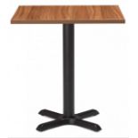 1 x Restaurant Dining Table With Cast Iron Cross Base and Sqauare Walnut Top - Size: 70 x 70 cms -