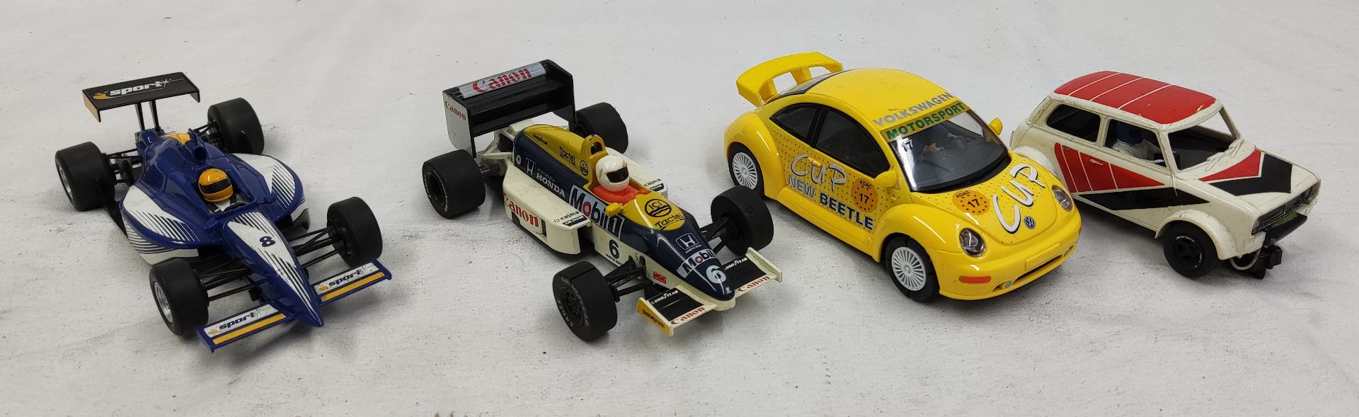 4 x Scalextric Cars Including VW Beetle, F1 Car, Open Wheeler and Mini Clubman 1275GT - Tested and - Image 8 of 11