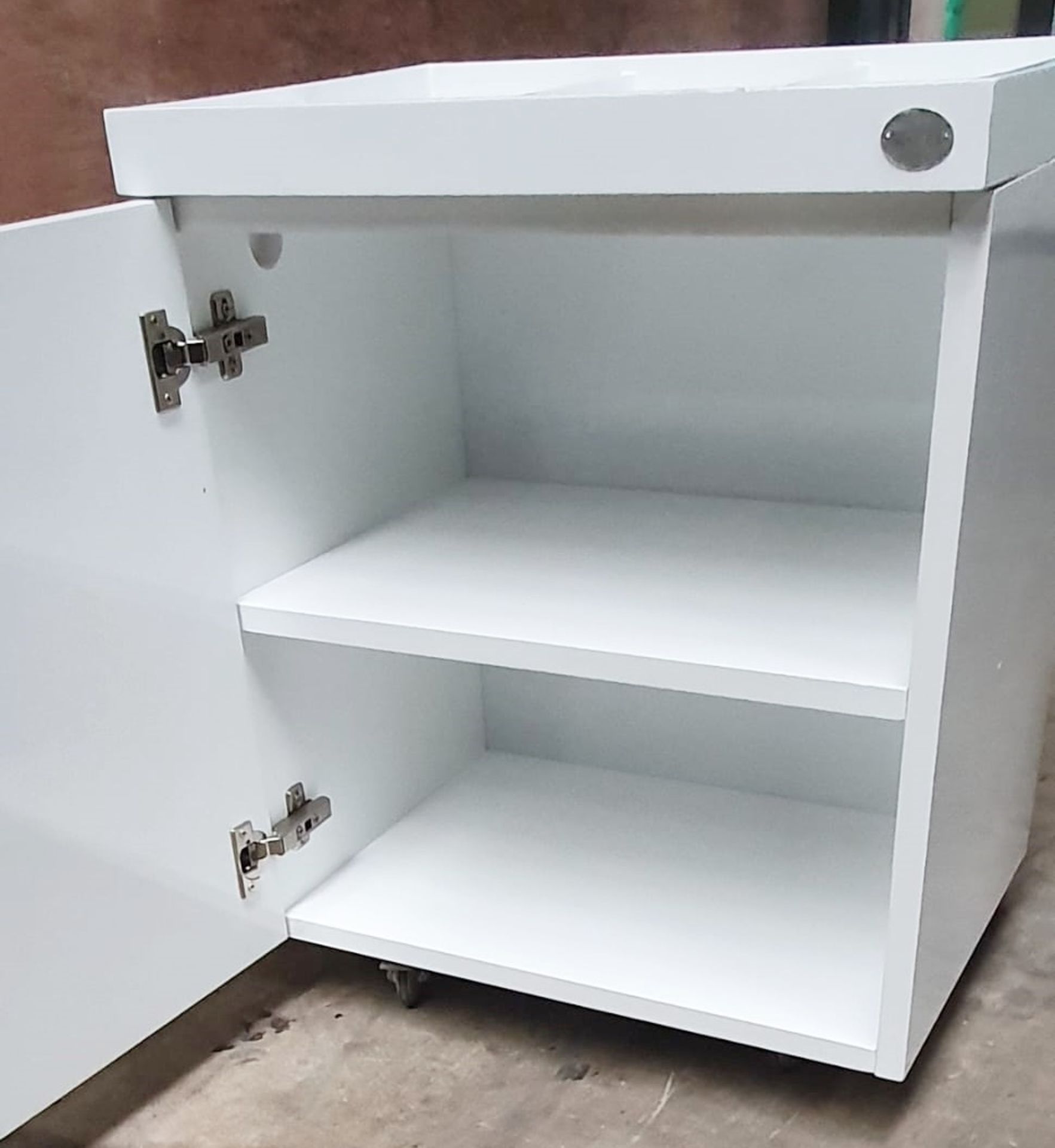 1 x GODI High-end Freestanding Mirrored 1-Door Bathroom Unit, In White - Unused Boxed Stock - Image 3 of 6