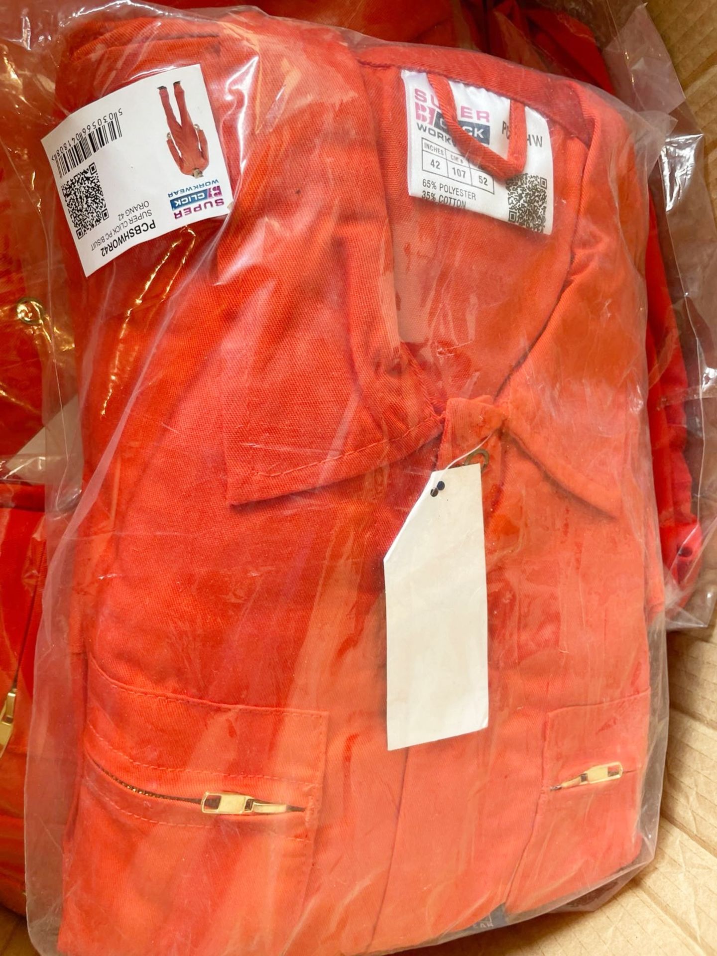 10 x Super Click Heavy Weight Orange Boilersuit - Size 42 / 46 - New in Packets - RRP £350 - Bild 5 aus 5