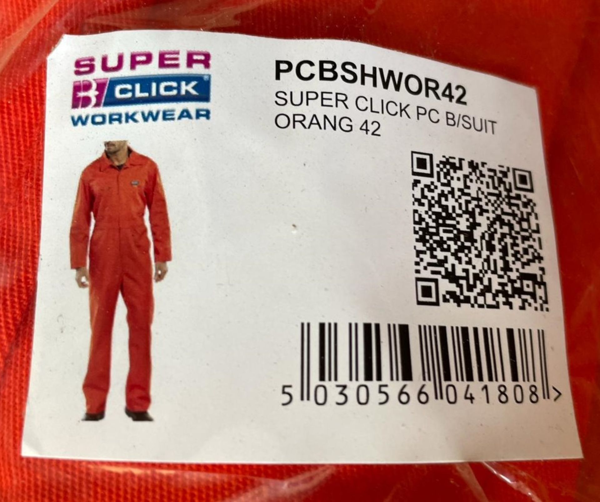 10 x Super Click Heavy Weight Orange Boilersuit - Size 42 / 46 - New in Packets - RRP £350 - Bild 4 aus 5