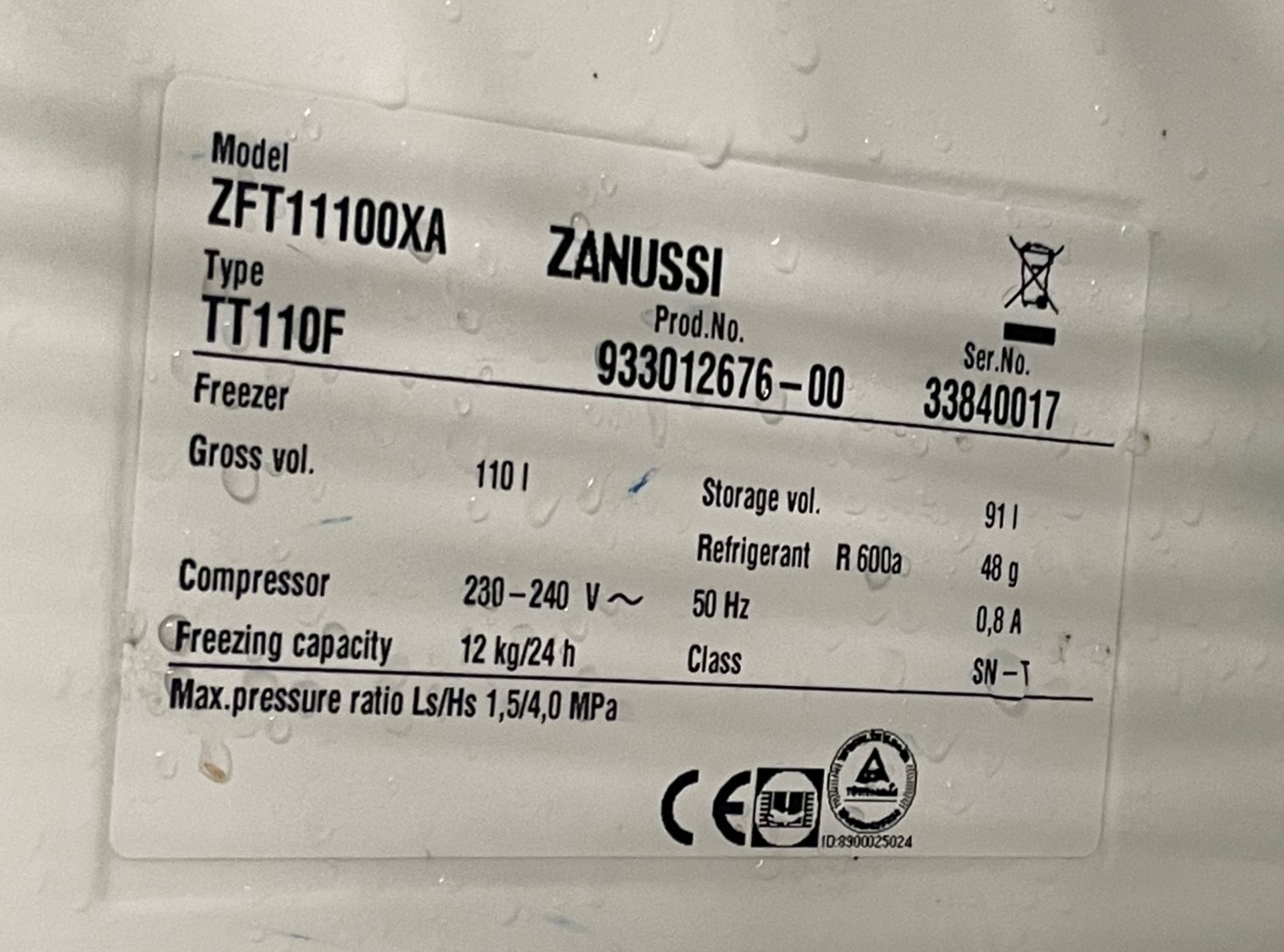 1 x Zanussi Undercounter Freezer With Silver Finish - Image 3 of 3