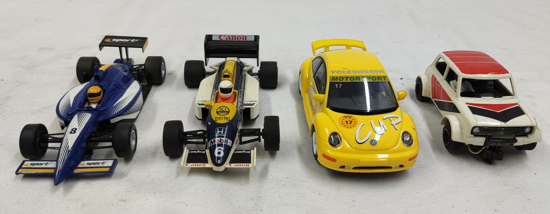 4 x Scalextric Cars Including VW Beetle, F1 Car, Open Wheeler and Mini Clubman 1275GT - Tested and - Image 2 of 11
