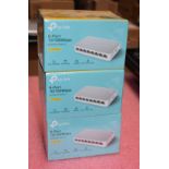 3 x TP Link 8 Port 10/100Mbos Desktop Switches - Model TL-SF1008D - New Sealed Stock