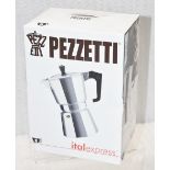 1 x PEZZETTI Italexpress Aluminium Stove Top 6-Cup Moka Pot - Unused Boxed Stock - Ref: HBK364 /