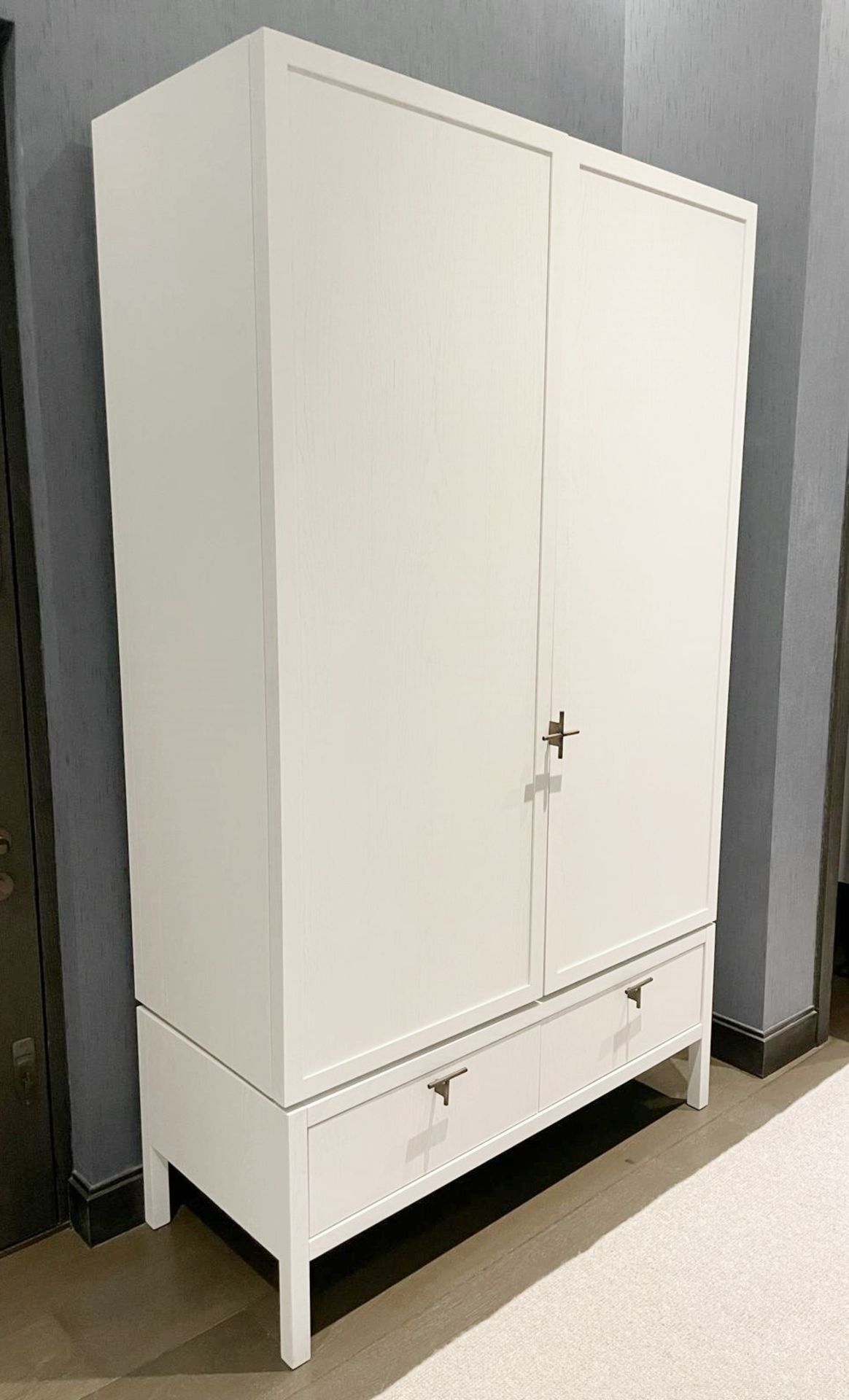 1 x Large Contemporary 2.2-Metre Tall 2-Door 2-Drawer Wardrobe With Brass Handles - Image 21 of 24