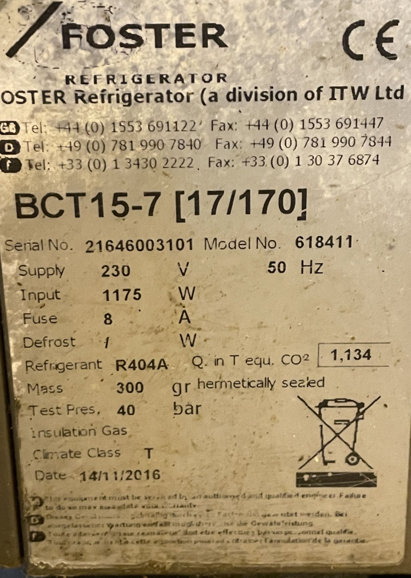 1 x Fosters BCT15 Blast Chiller - Stainless Steel Finish - Image 5 of 5