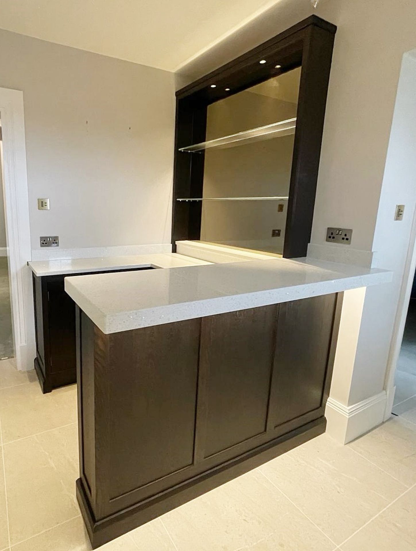 1 x Small Bespoke Fitted Luxury Home Bar with White Terrazzo Quartz Counter - Image 15 of 19