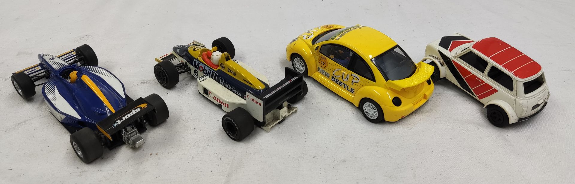 4 x Scalextric Cars Including VW Beetle, F1 Car, Open Wheeler and Mini Clubman 1275GT - Tested and - Image 6 of 11