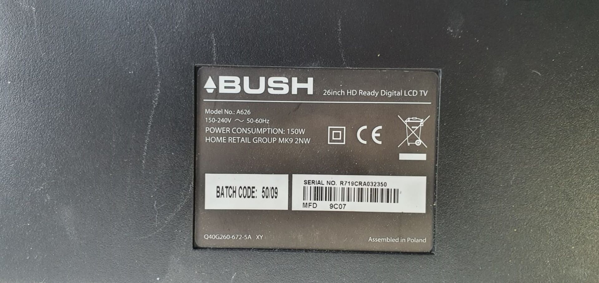 2 x BUSH 40" LCD Televisions - For Spares & Repairs Only - Ref: RTV404+405 / WH2-SCT - CL987 - - Bild 3 aus 10