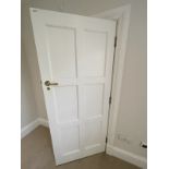 1 x Solid Wood Lockable Painted  Internal Door in White - Includes Handles and Hinges - Ref: