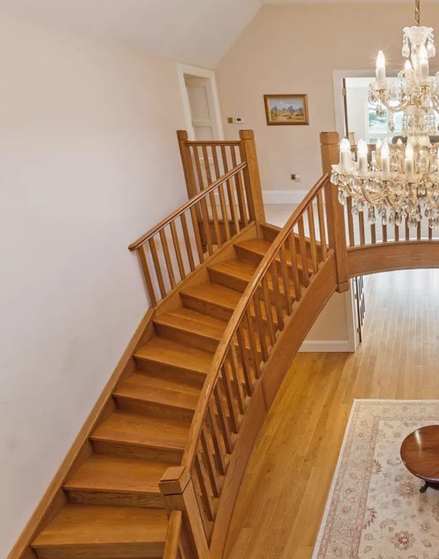 1 x Bespoke Stately 13-Step Curved Wooden Staircase