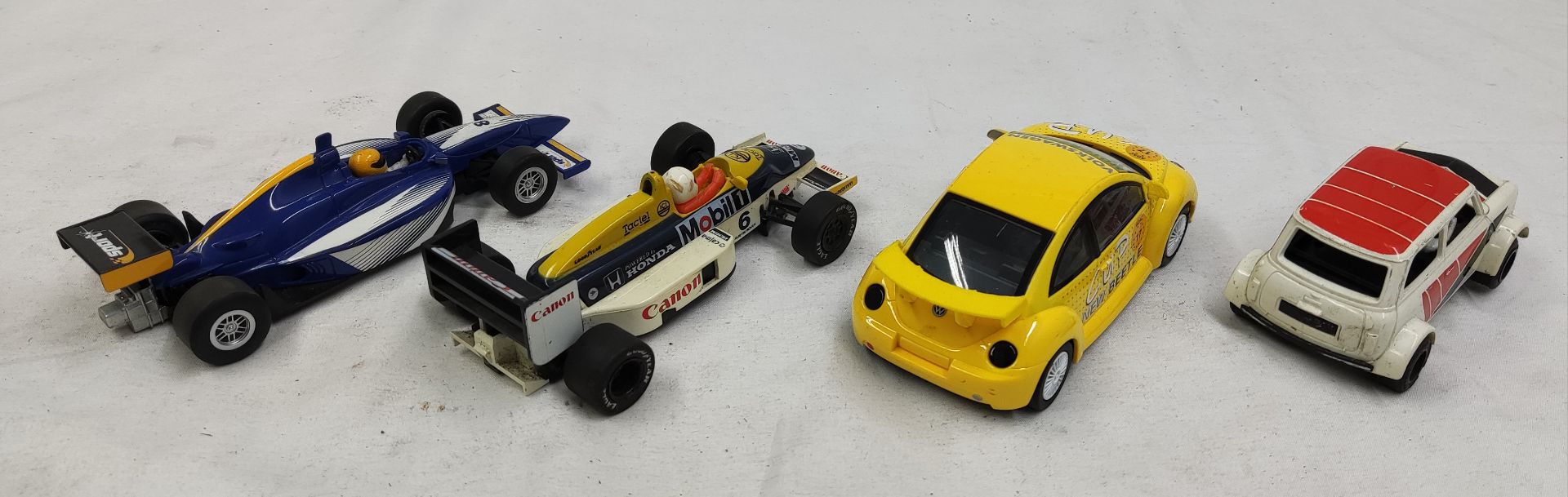 4 x Scalextric Cars Including VW Beetle, F1 Car, Open Wheeler and Mini Clubman 1275GT - Tested and - Image 7 of 11