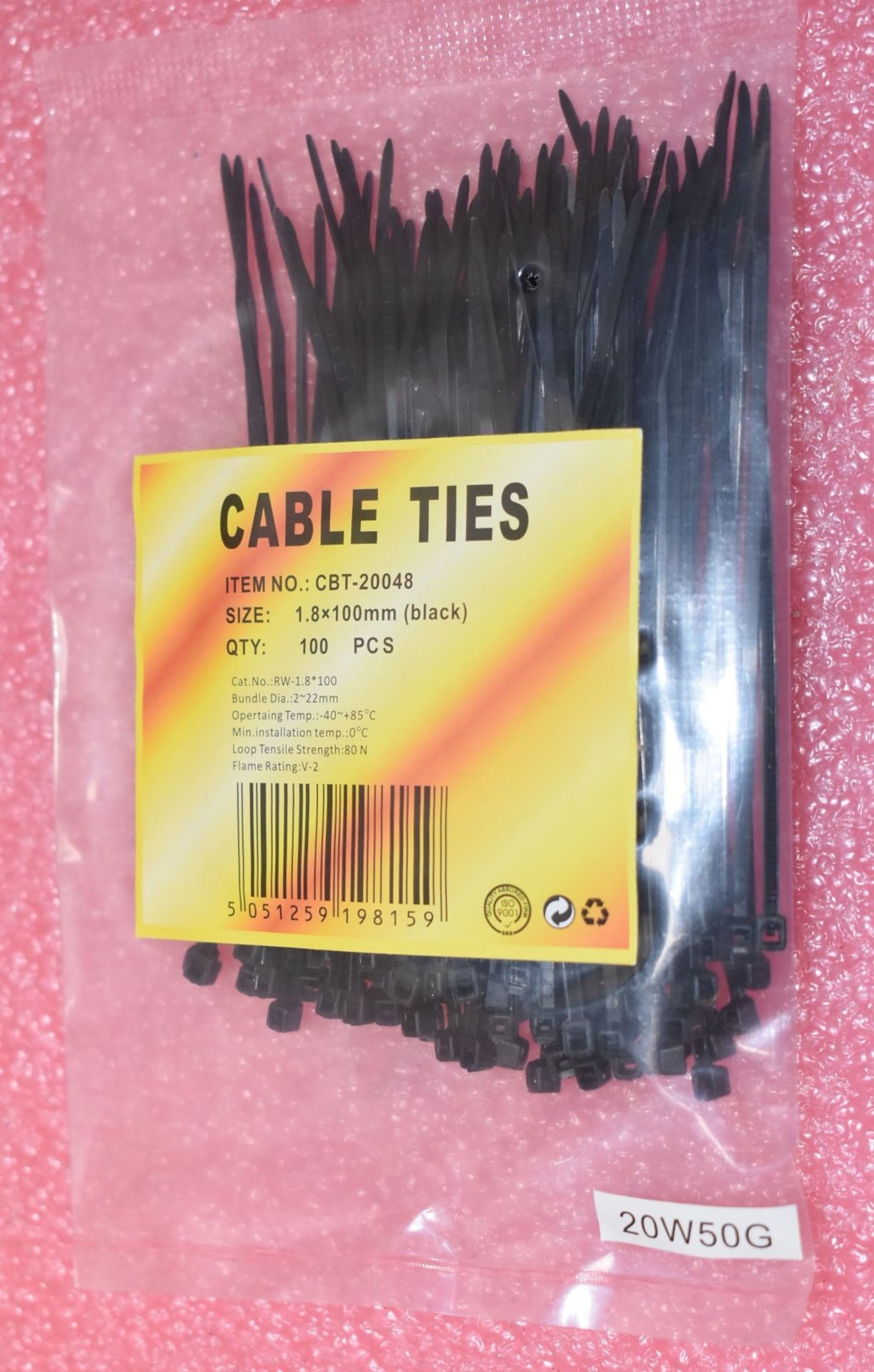 16,000 x Black Cable Ties - Includes 100 Packs of 100 Ties - Size: 1.8 x 100mm - Brand New Stock - Image 2 of 3