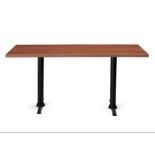 1 x Restaurant Dining Table With Twin Cast Iron Base and Rectangular Walnut Top - Size: 120 x 70 cms