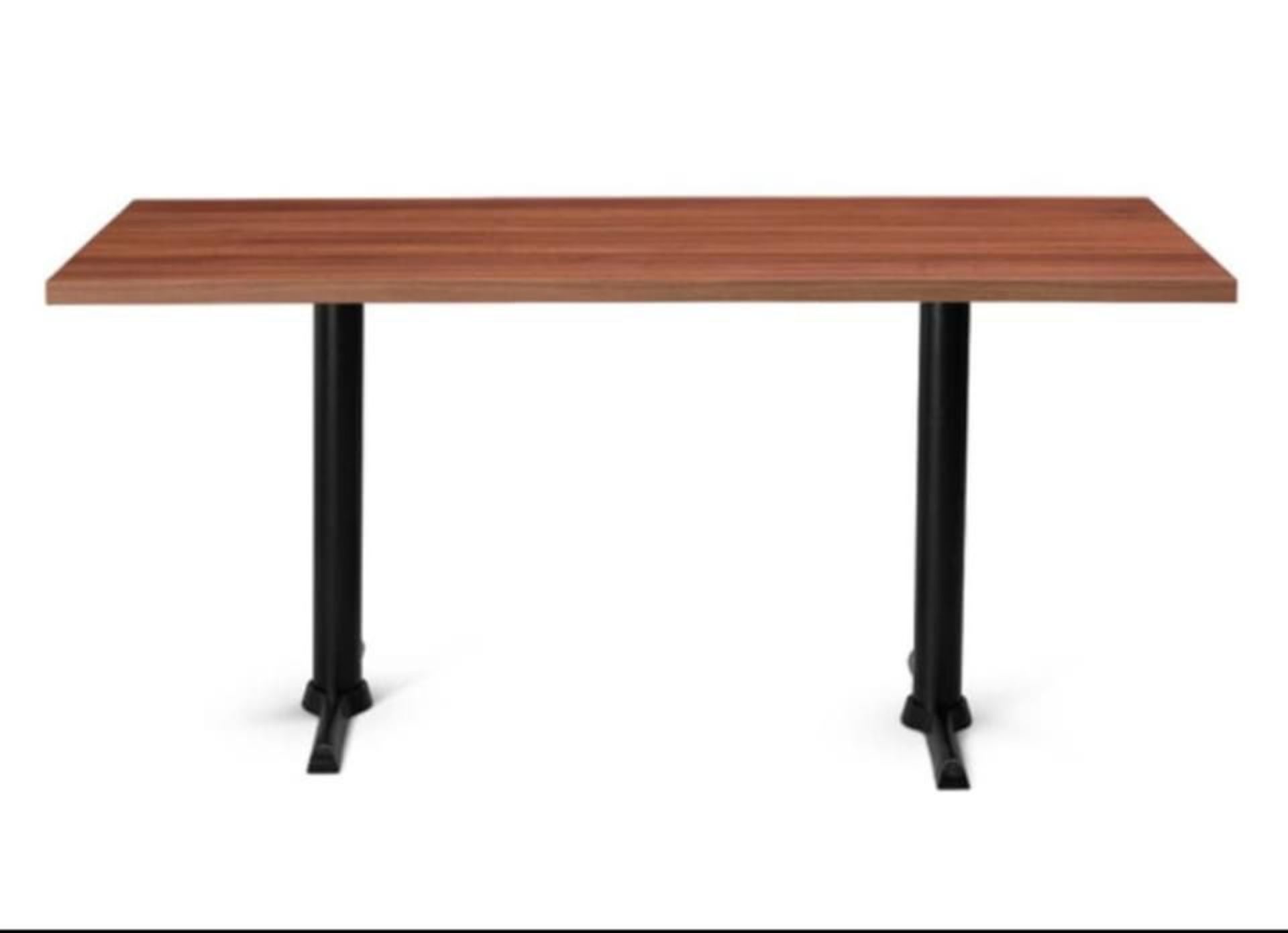 1 x Restaurant Dining Table With Twin Cast Iron Base and Rectangular Walnut Top - Size: 120 x 70 cms