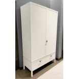 1 x Large Contemporary 2.2-Metre Tall 2-Door 2-Drawer Wardrobe With Brass Handles