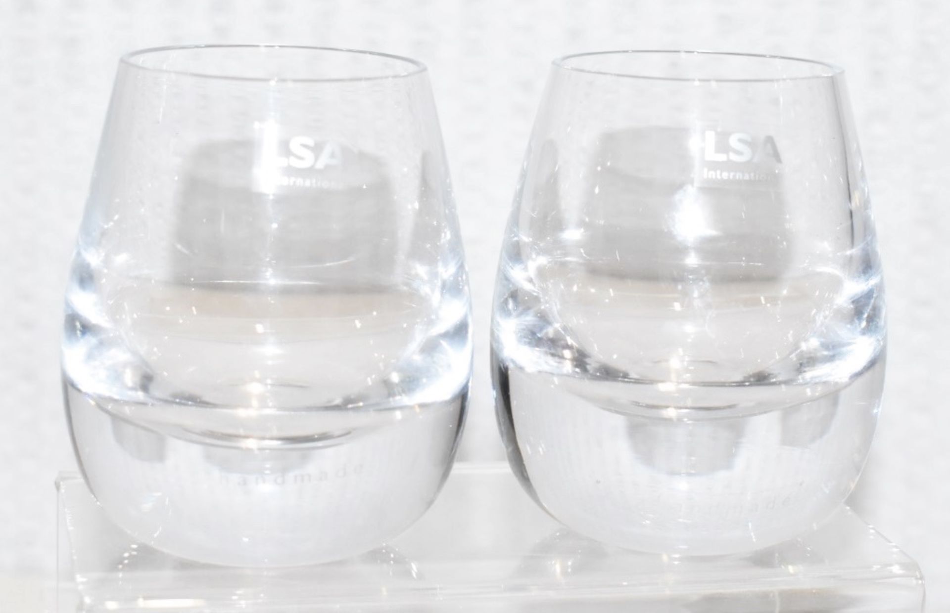 Set of 2 x LSA INTERNATIONAL 'Islay' Mouth-blown Glass Tumblers With Walnut Coasters - RRP £64.95 - Image 5 of 8