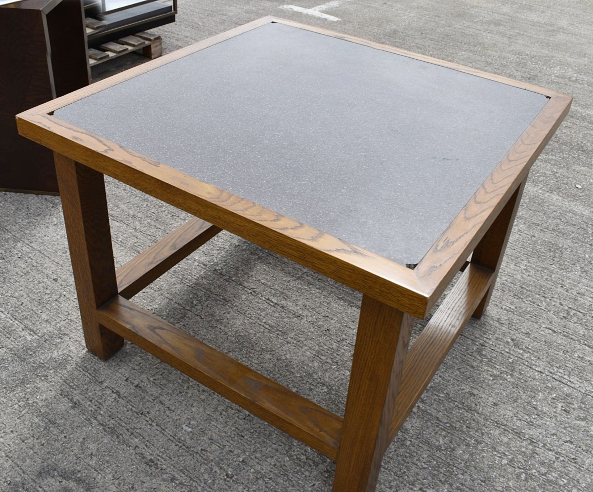 1 x Large Solid Wood Shop Retail Display Table With Stone Inlaid Top