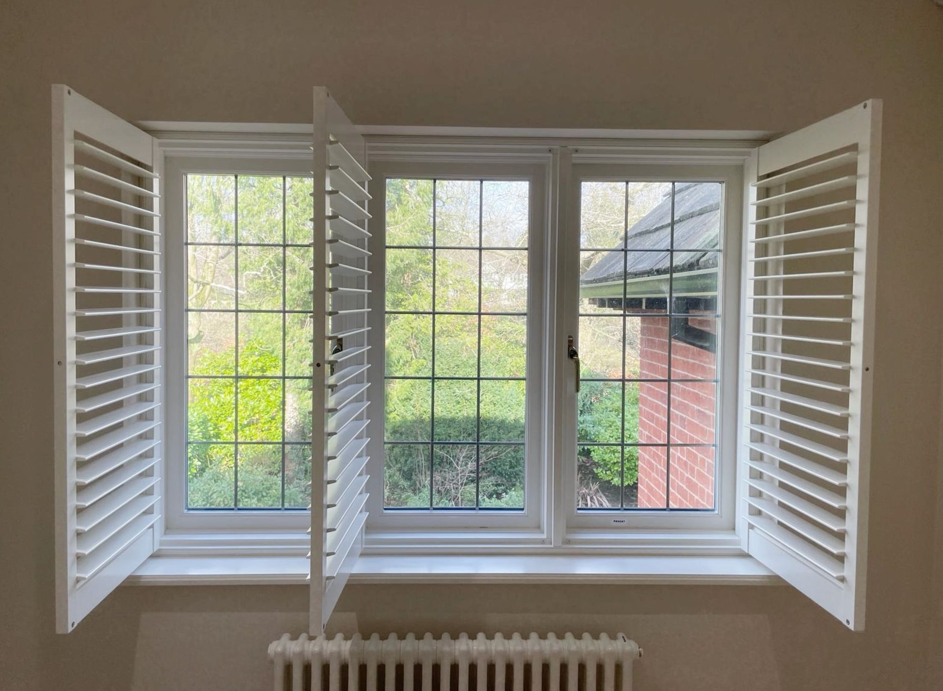 1 x Hardwood Timber Double Glazed Leaded 3-Pane Window Frame fitted with Shutter Blinds - Image 10 of 12