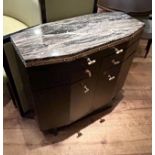 1 x Luxury Stone Topped Sideboard Dresser Finished in Black and Brass Detail - Dimensions: 94x45x90