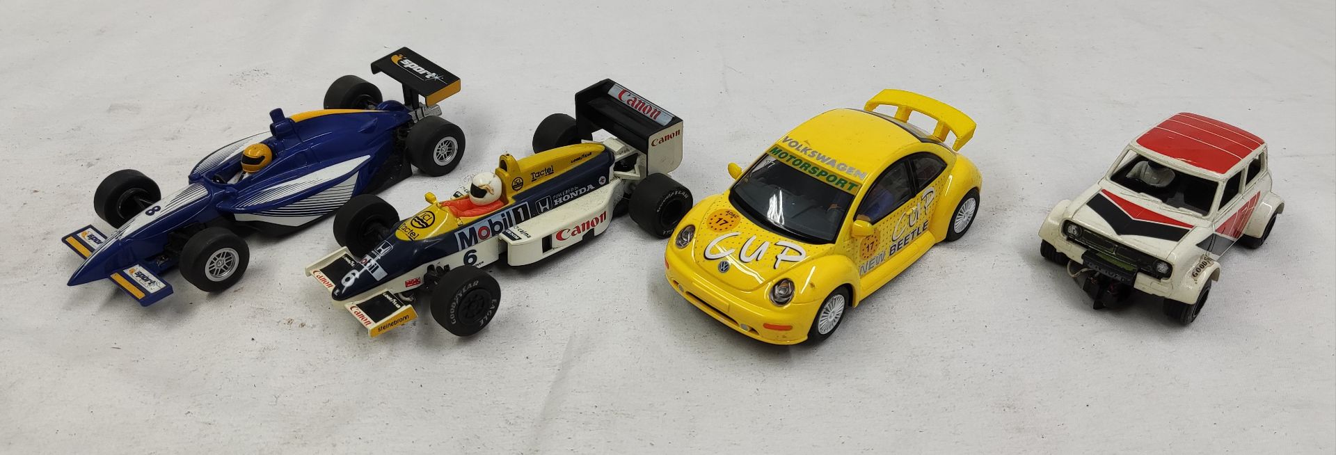 4 x Scalextric Cars Including VW Beetle, F1 Car, Open Wheeler and Mini Clubman 1275GT - Tested and - Image 5 of 11