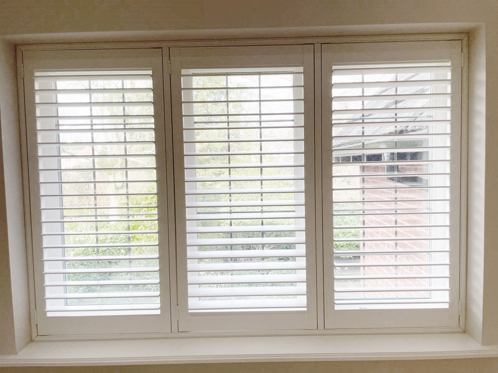 1 x Hardwood Timber Double Glazed Leaded 3-Pane Window Frame fitted with Shutter Blinds