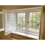 1 x Hardwood Timber Double Glazed Leaded 3-Pane Window Frame fitted with Shutter Blinds