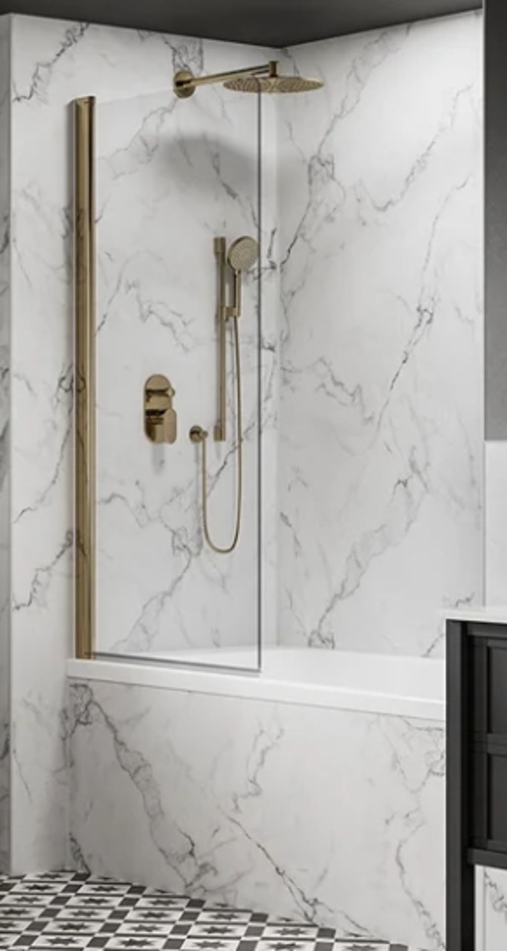 3 x Monolisa Marble Effect Shower Room Glazed Porcelain Wall Tiles - Size: 1800 x 900 x 10.5 cms -