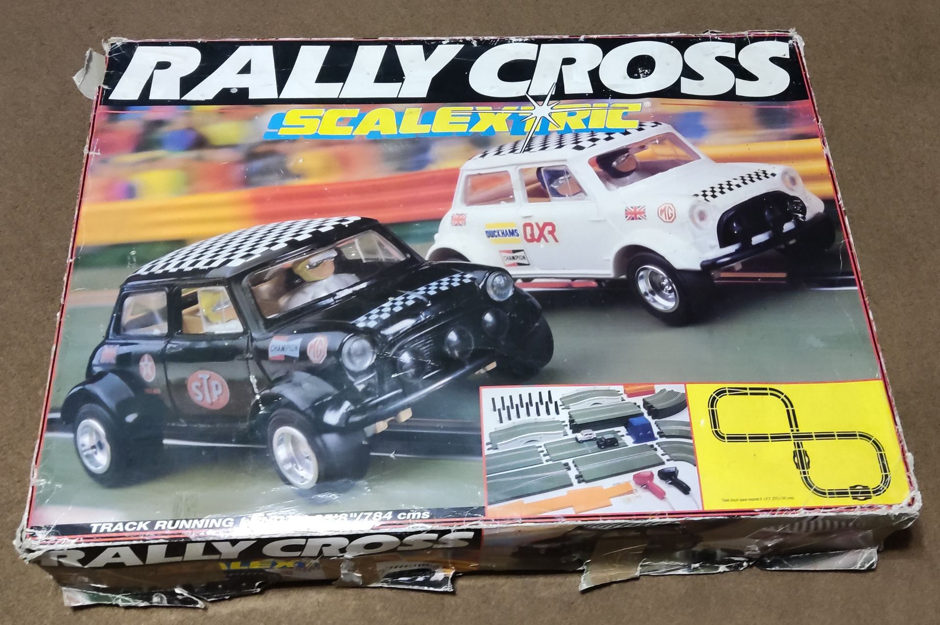 1 x Scalextric Rally Cross Set With Mini Cooper Rally Cars - Vintage - Used - CL444 - NO VAT ON THE