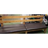 1 x Wooden Seating Bench With Brown Seat Pads - Dimensions: 8ft x 3ft x 2ft
