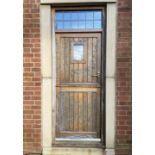 1 x Solid Wood Lockable Stable-style External Door with Frame and Double Glazed Window Panel