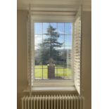 1 x Hardwood Timber Double Glazed Window Frames fitted with Shutter Blinds, In White - Ref: PAN107