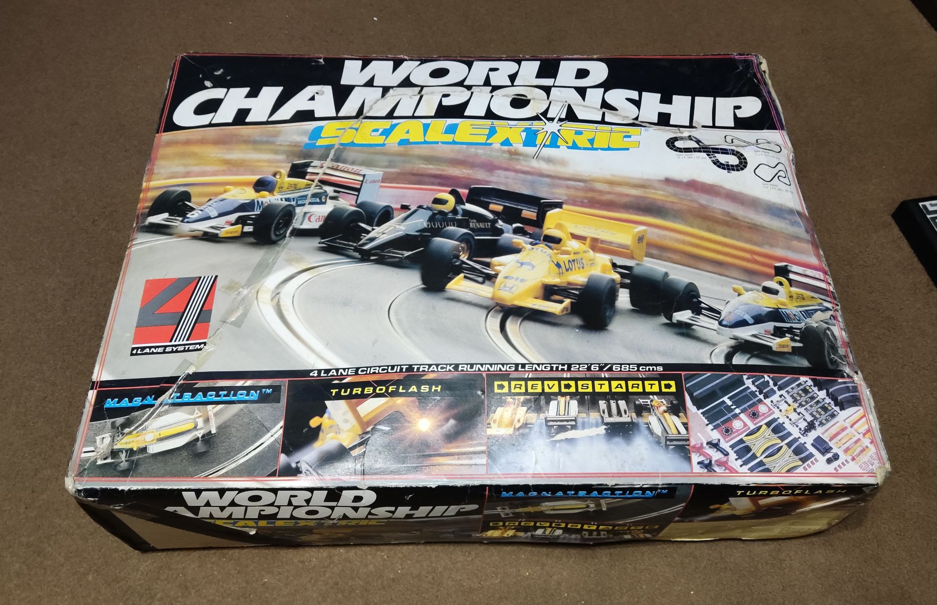 1 x Scalextric 4-Lane World Championship Set With 4 x F1 Cars - Huge Vintage Set - Used - CL444 - NO