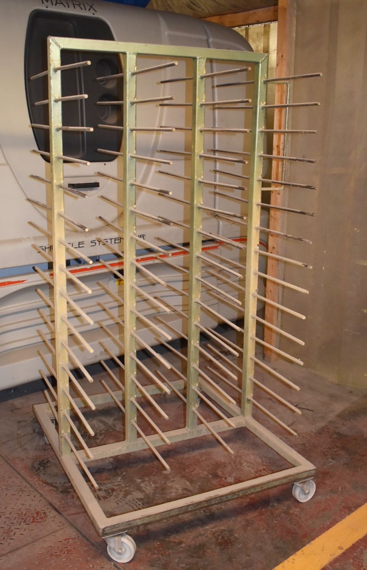 1 x Fifteen Bar Spray Booth Double Drying Rack With Heavy Duty Nylon Castors - Four Bar Wide