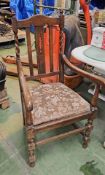 Pair of Vintage Oak Fireside Armchairs