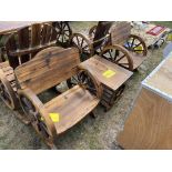WAGON WHEEL END TABLE W/ (2) CHAIRS