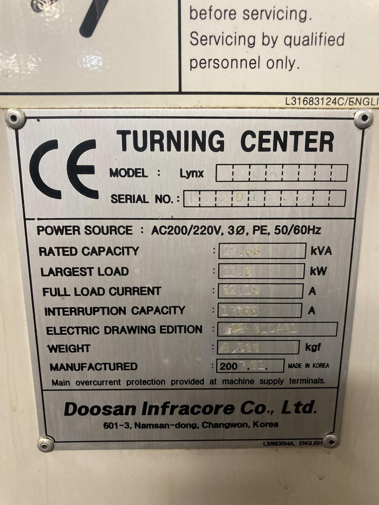 Doosan Lynx 220A CNC Lathe - Image 7 of 8