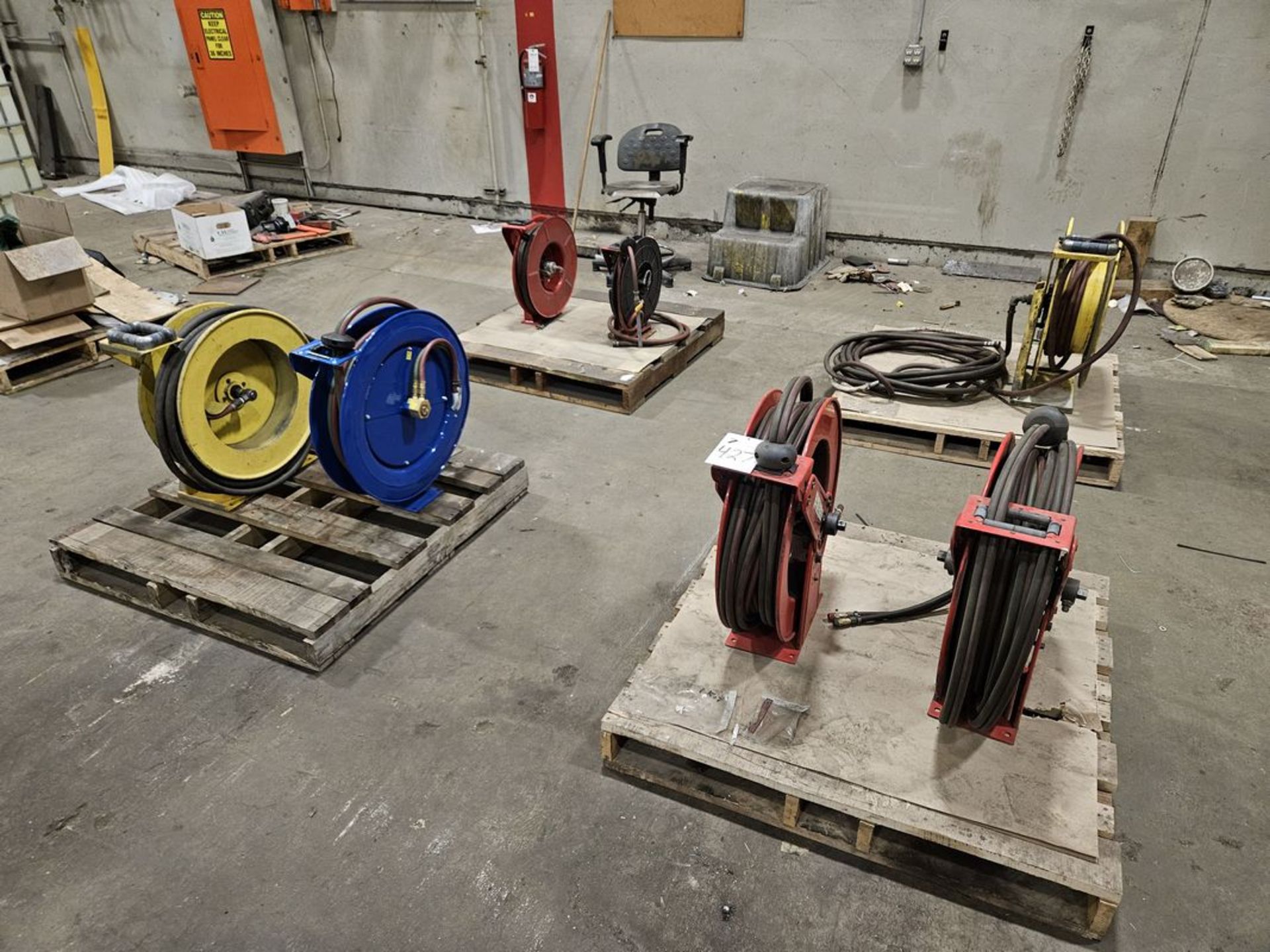 Lot of (4) Torch Hose Reels and (3) Air Hose Reels