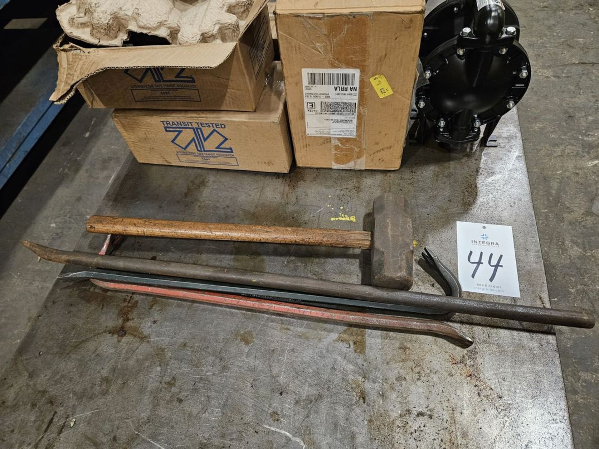 Lot of (3) Assorted Pry Bars and Sledge Hammer