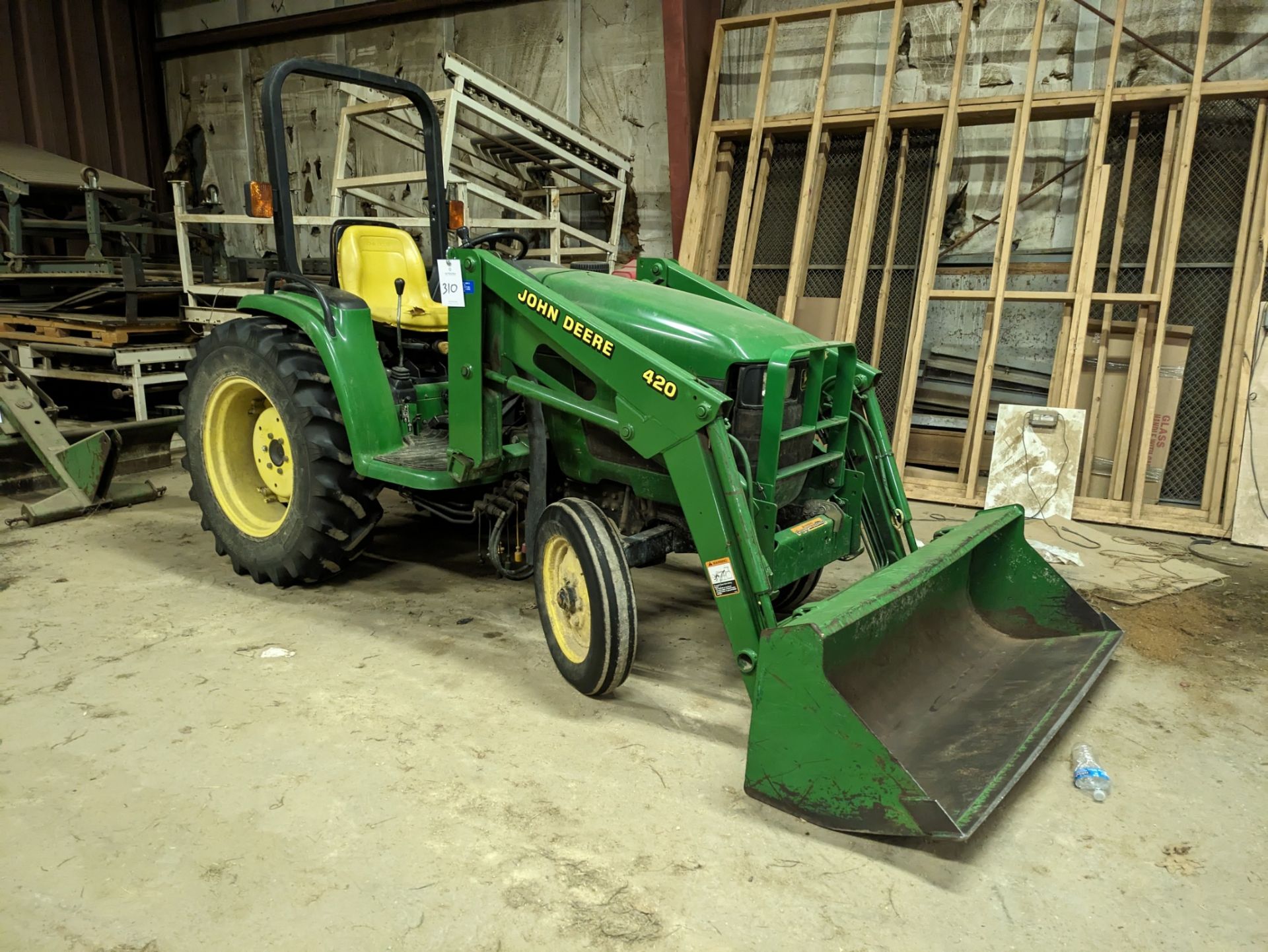 John Deere 4300 Tractor, S/N LV4300C435419, 2001, with 420 Front End Loader Attachment