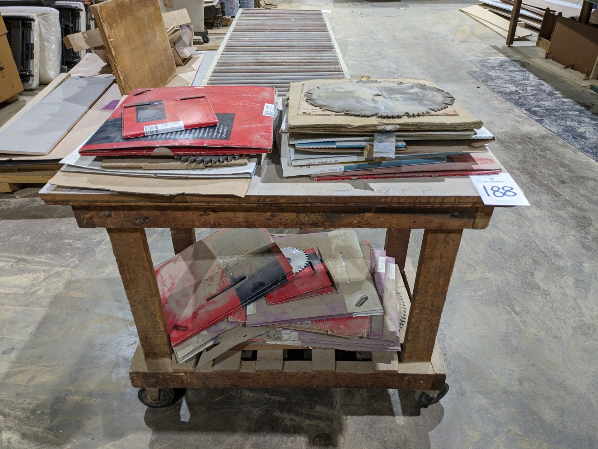 Cart of Assorted Saw Blades