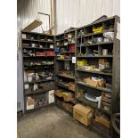 (3) Metal Light Duty Racks with Spare Parts and Accessories