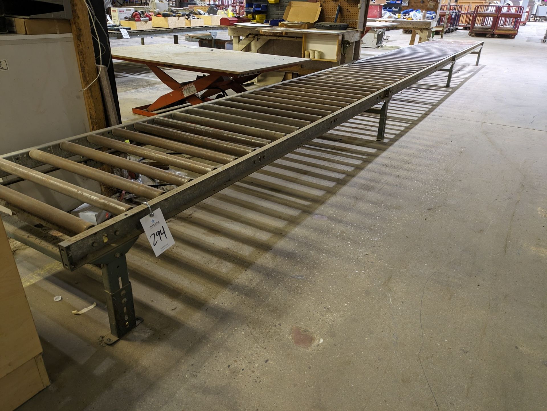 (9) 36" W x 10' L Gravity Roll Bar Conveyor Sections