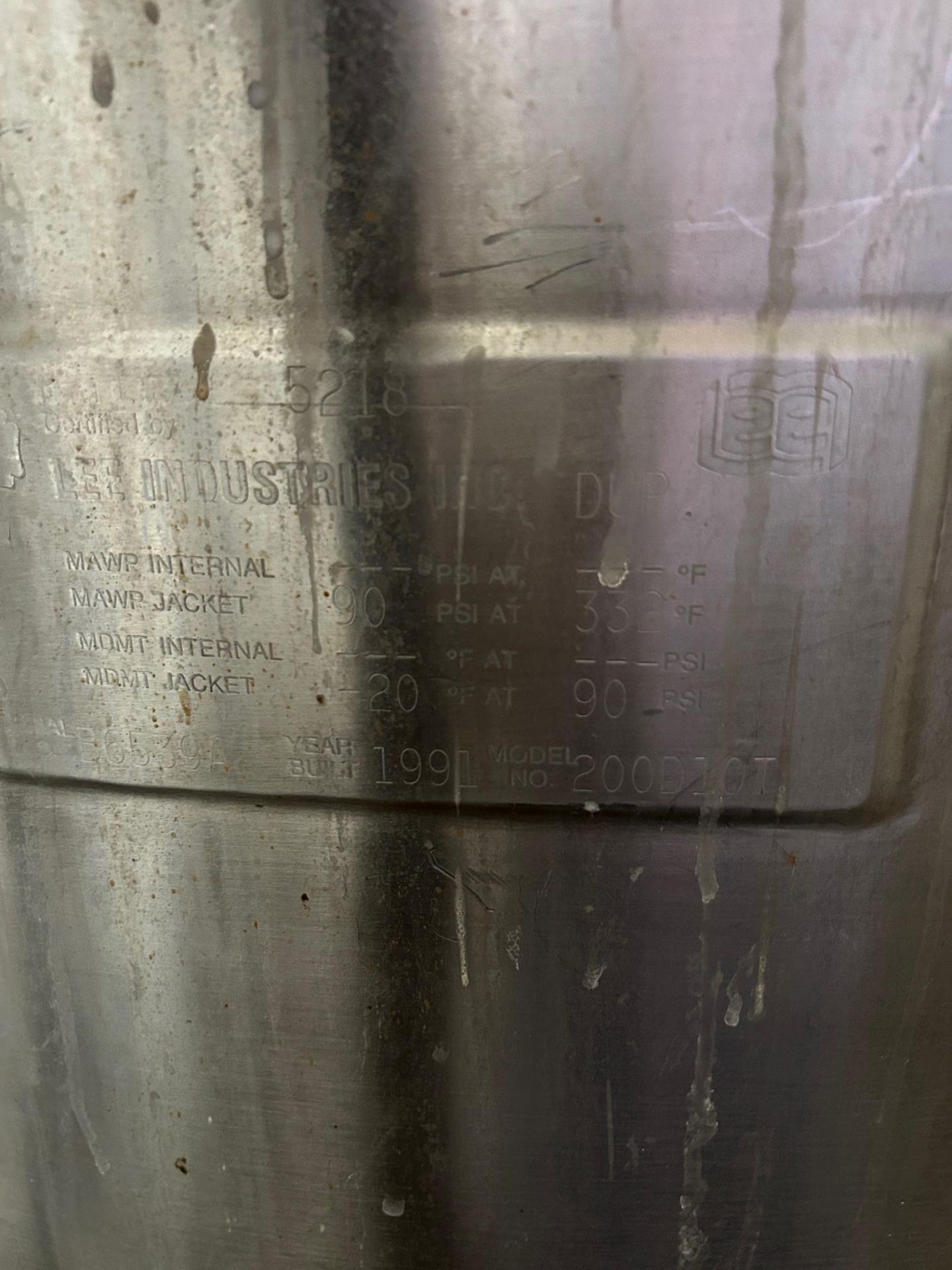 Lee Industries 200D10T 200-Gallon Stainless Steel Jacketed Kettle - Image 7 of 8